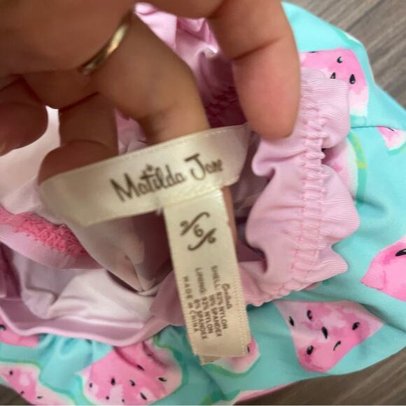 Matilda Jane Size 6 pink watermelon swimsuit top only - Picture 3 of 5